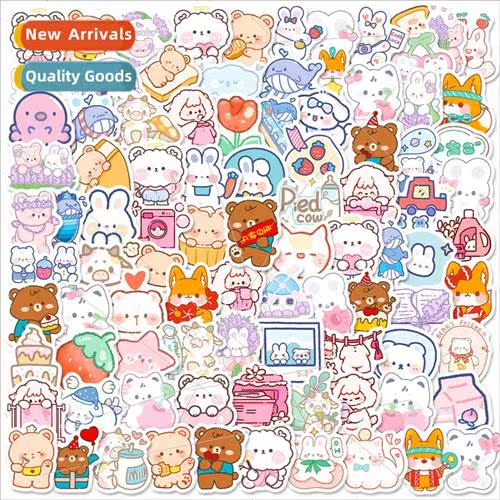 100 pcs of cute bear stickers ins bear stickers cartoon stat