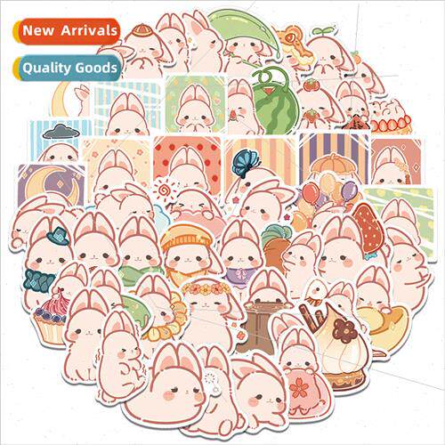 50 soft cute rabbit cheese doodle stickers cute creative han