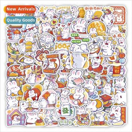 60 new cartoon rabbit rabbit year theme stickers decorative