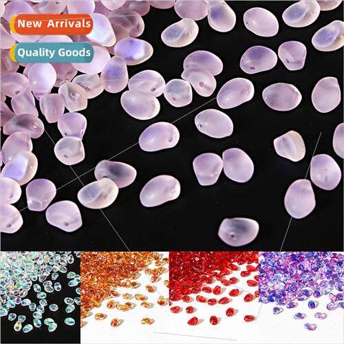 6×8mm Czech uli water drop beads colorful tulip crescent pe