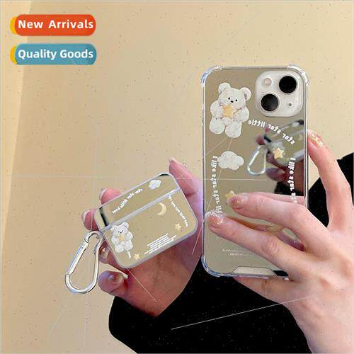 适用 airpods2 protective case bear mirror airpodspro headpho