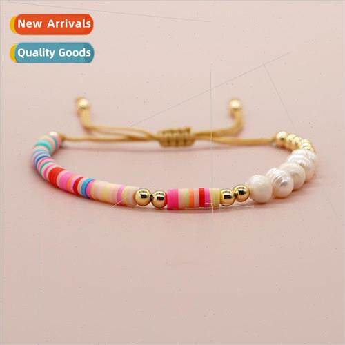 New vacation beach  bracelet rainbow color soft ceramic natu