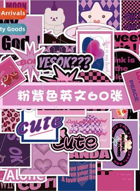 60 sweet cool  American pink purple English stickers water c