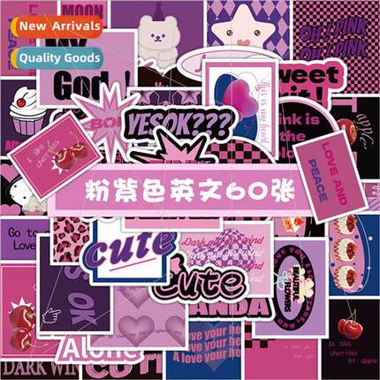 60 sweet cool  American pink purple English stickers water c