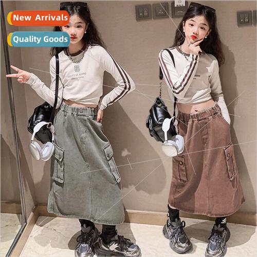 Girls suit 2023 fall new American vintage work half-body ski