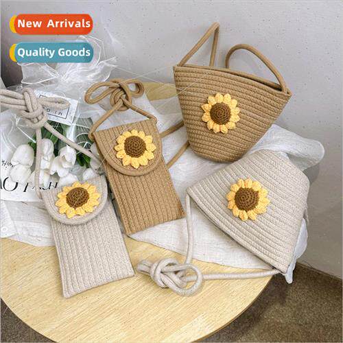 2023 new fashion weaving small flowers shoulder bag soft gir