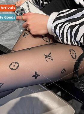 The large L letter print stockings anti-hooker sexy 15D pant