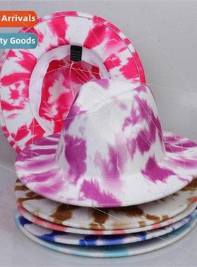 New men and women tie-dye wool cap bowler hat digital printi