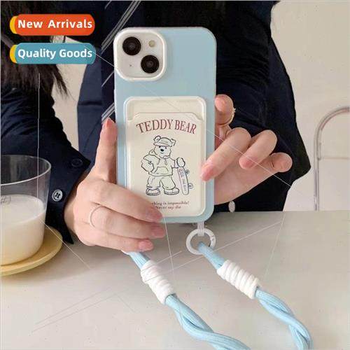 Cartoon lines bear illustration 适用 14ProMax new slot iPhon