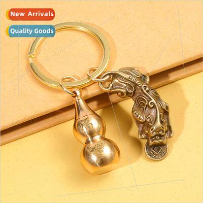 Upper opening gourd brass zodiac braves keychain mens car pe