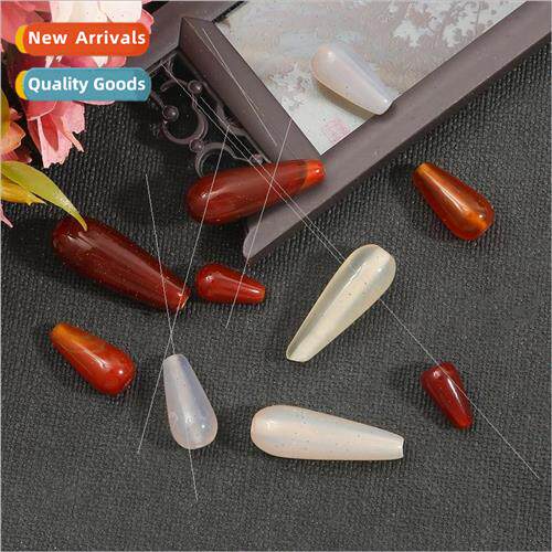 Natural agate straight hole teardrop-shaped beads handmade d