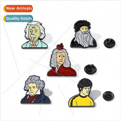 Cartoon retro celebrity series Bruce Lee Einstein brooch New