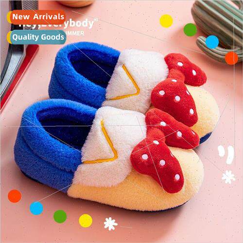 Cute bow package with cotton slippers female winter home thi