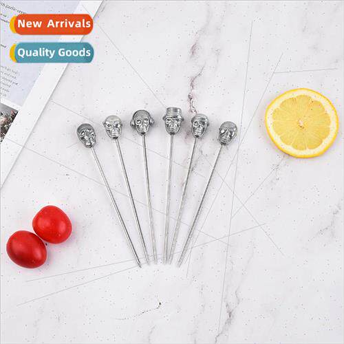 New skull stainless steel cocktail stick creative decoration
