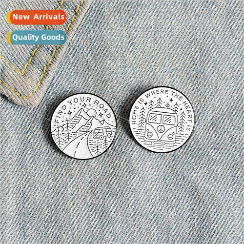 Creative Flnd rroad Alloy Pin Personalized Small Car White R