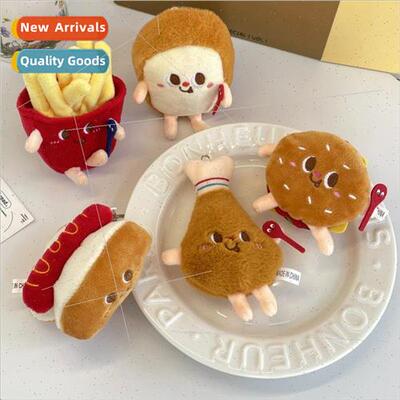 Cute cartoon burger fries small food plush doll backpack bag