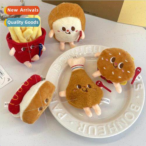 Cute cartoon burger fries small food plush doll backpack bag