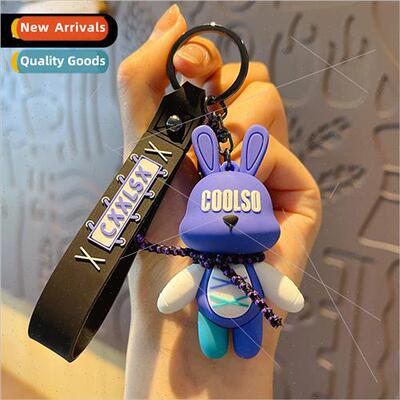 Creative cool lanyard strap rabbit keychain female cute exqu