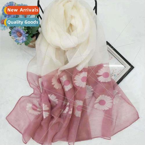 2020 simulation silk scarf spring embroidery small daisy sca