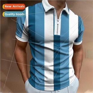 casual 2023 new short sle printing Mens mens spring lapel