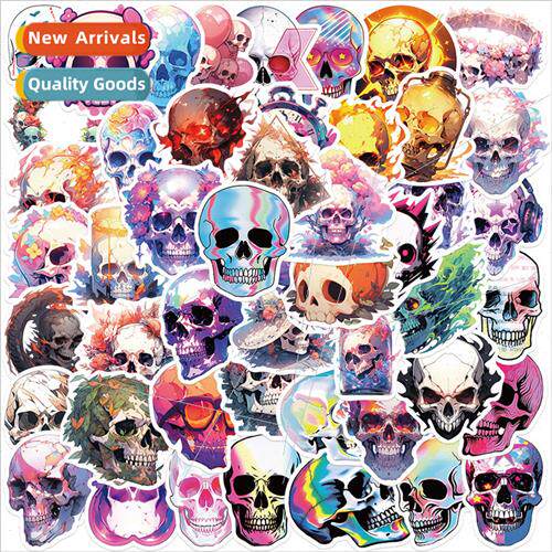 50 cartoon colorful skull stickers decorative guitar noteboo