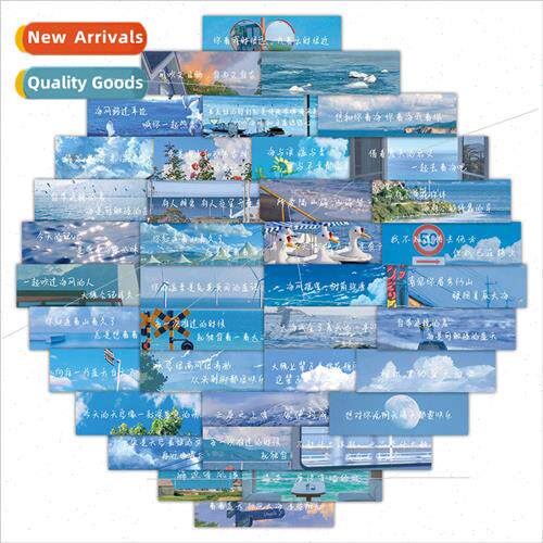 60 ins sea blue sky text cartoon stickers decorative luggage