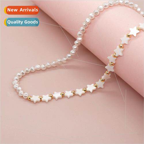 New bohemian  necklace copper beads shell pentagram pearl ha