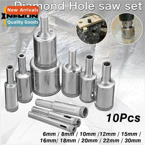 10Pcs Diamond Hole 6-30mm Core Drill Bit Set 适用 Tile Glass