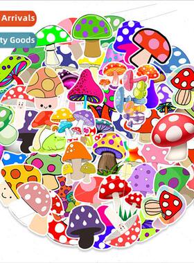 50 Mushroom Doodle Stickers ggage Fridge Bookcase Cell Phone