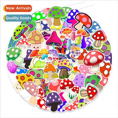 50 Mushroom Doodle Stickers ggage Fridge Bookcase Cell Phone