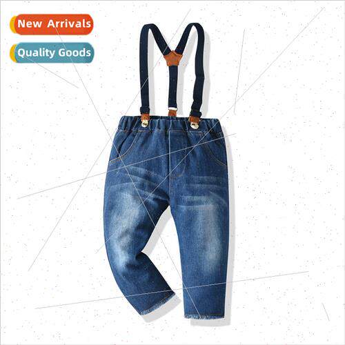 2020 new boys denim backpack pants fall and winter childrens