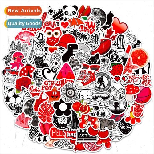 100 small size 4cm red and black mix VSCO stickers small fre