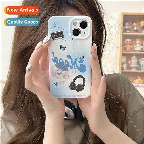 ins gradient blue magnetic tape headphones 适用 Apple 12ProM