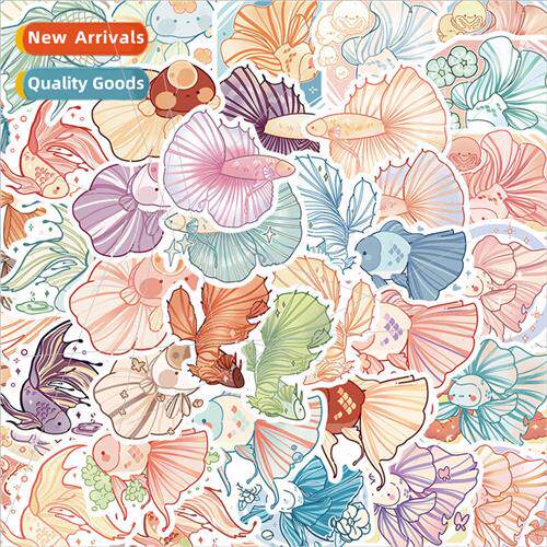 50 cartoon fish stickers can do handbook book material phone