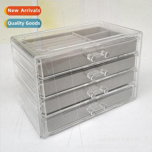 Four drawer acrylic velvet storage box jewelry necklace orga