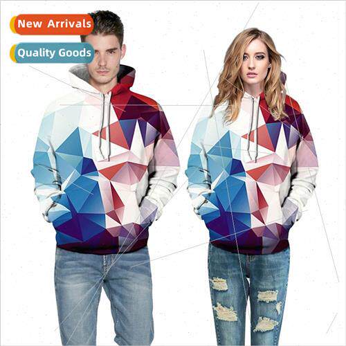 New 3D ribbed digital printing long-sleeved hooded couple sw