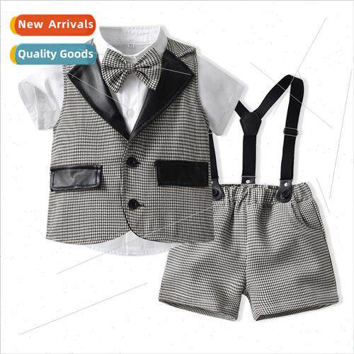 New mens suit Childrens summer short-sleeved cotton shirt le