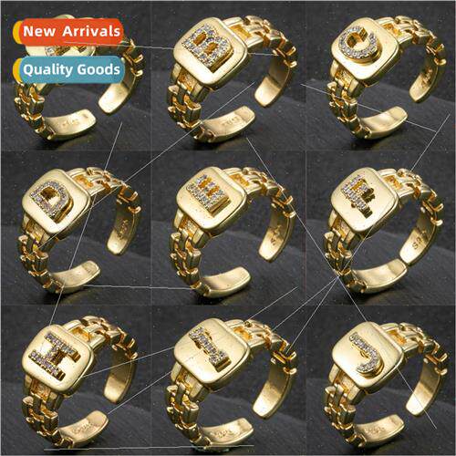 2023 New Temu Hundreds of 26 Letter Ring Opening Adjustable