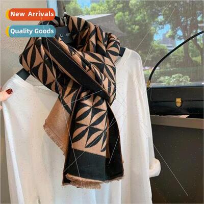Thickened shawl female outwear abstract geometric faux cashm