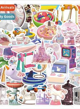 50 Amusement Park Stickers Children Cartoon Carousel Rides D