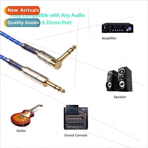 Gold-plated head 6.35mm male to male straight to elbow stere