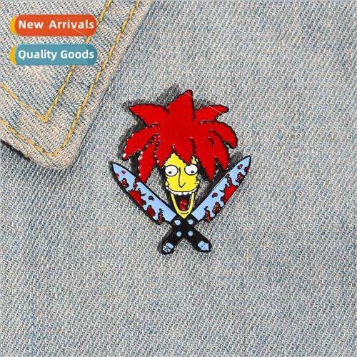 Creative cartoon character character enamel alloy brooch fun