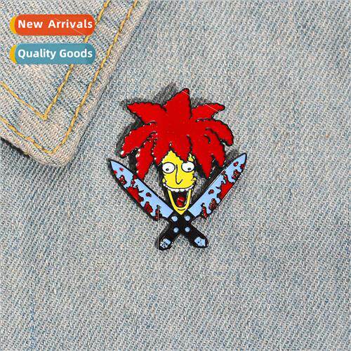 Creative cartoon character character enamel alloy brooch fun
