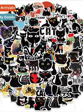 100 Black Cat Doodle Stickers Decoration Ipad Notebook Diy W