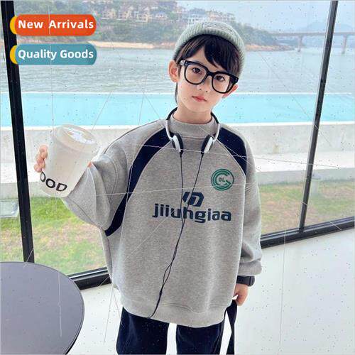 Boys padded sweater fall and winter 2023 new childrens thick
