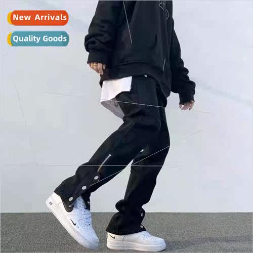 2021 fall and winter new high set pants men ins hip-hop zipp