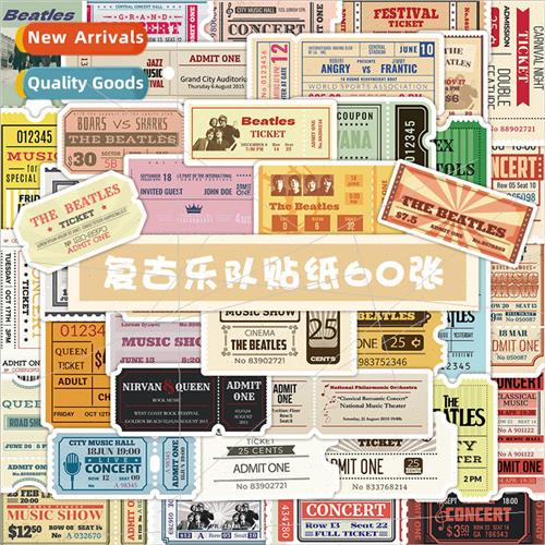 60 pcs of retro band stamp stickers nostalgic objects creati