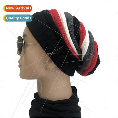 Colorful Woolen Hat Hip Hop Pleated Hat Long Set Knit Hat