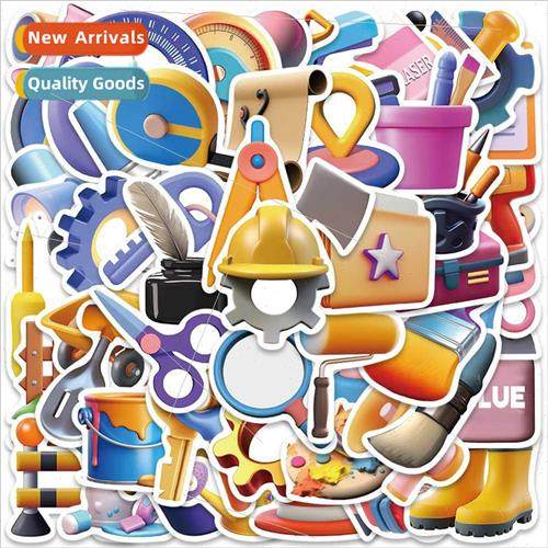 50 cartoon 3D construction tools stickers luggage laptop gui