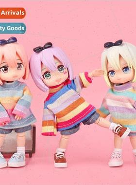 waifu mid-length rainbow white bear long sweater top 12 poin